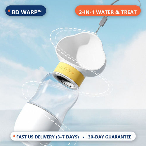 BD Warp™ 2-in-1 Leak-Proof Pet Water Bottle with Treat Pod (Cloud Trough Edition)