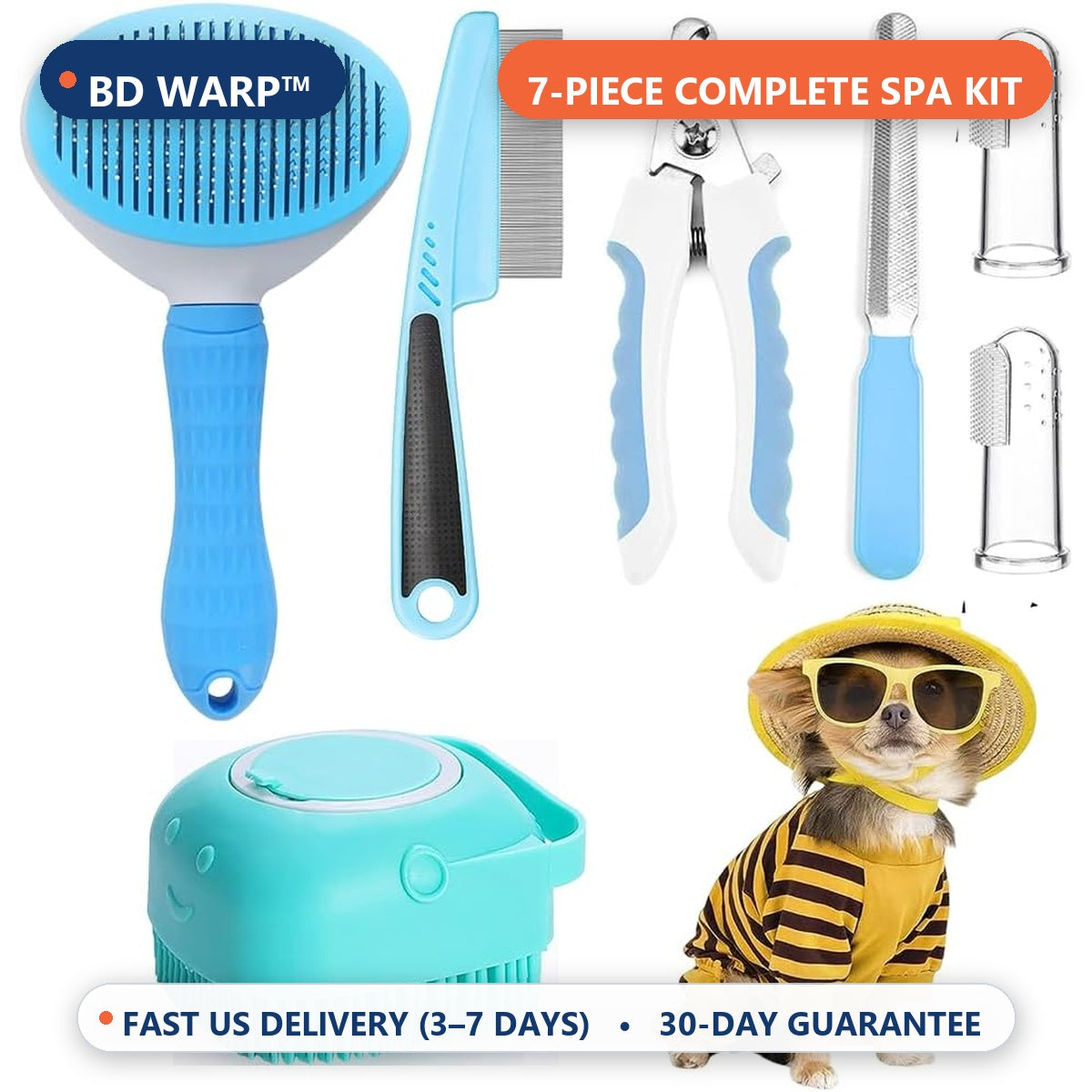 BD Warp™ 7-in-1 Complete Pet Grooming & Spa Kit - Complete Overview