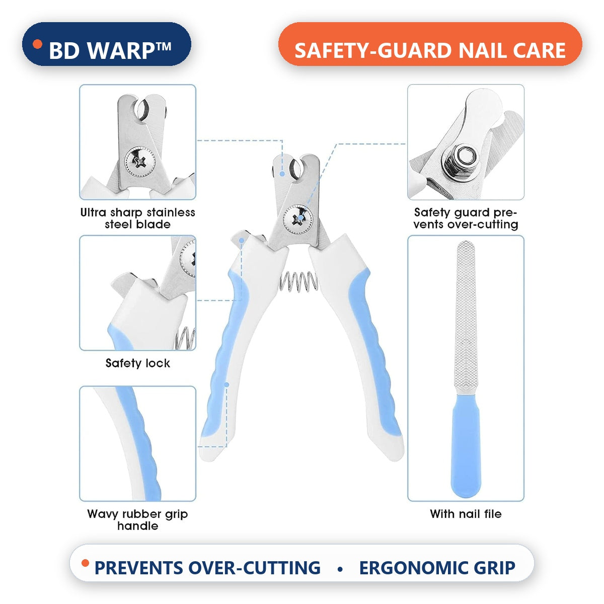 BD Warp™ 7-in-1 Pet Grooming Kit - Safety-Guard Nail Clipper Care