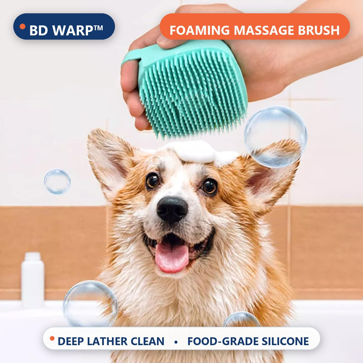 BD Warp™ 7-in-1 Pet Grooming Kit - Foaming Massage Shampoo Bath Brush