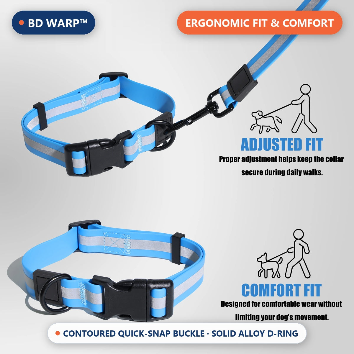 BD Warp™ Ergonomic Contoured Quick-Snap Buckle & Comfortable Neck Fit