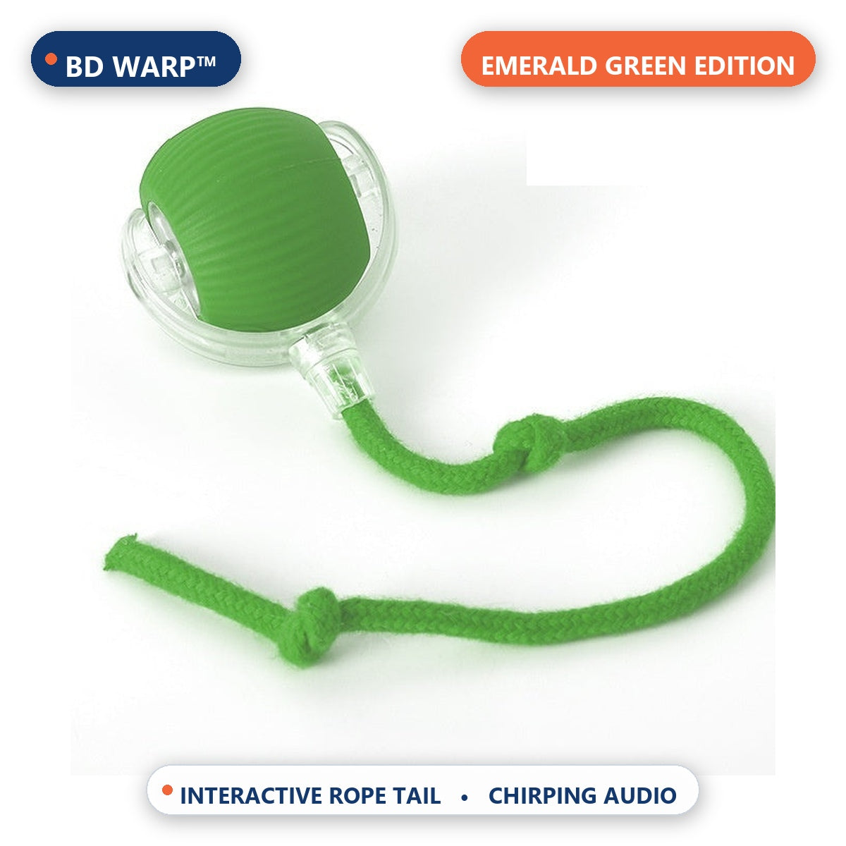 BD Warp™ Smart Cat Ball - Emerald Green Edition with Interactive Tail