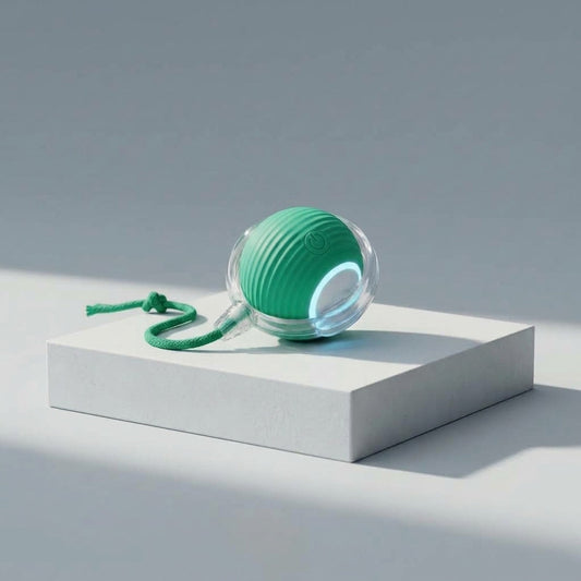 Smart Interactive Rolling Cat Ball (Emerald Green Edition) - Automatic Bouncing Pet Exercise Ball on Studio Plinth