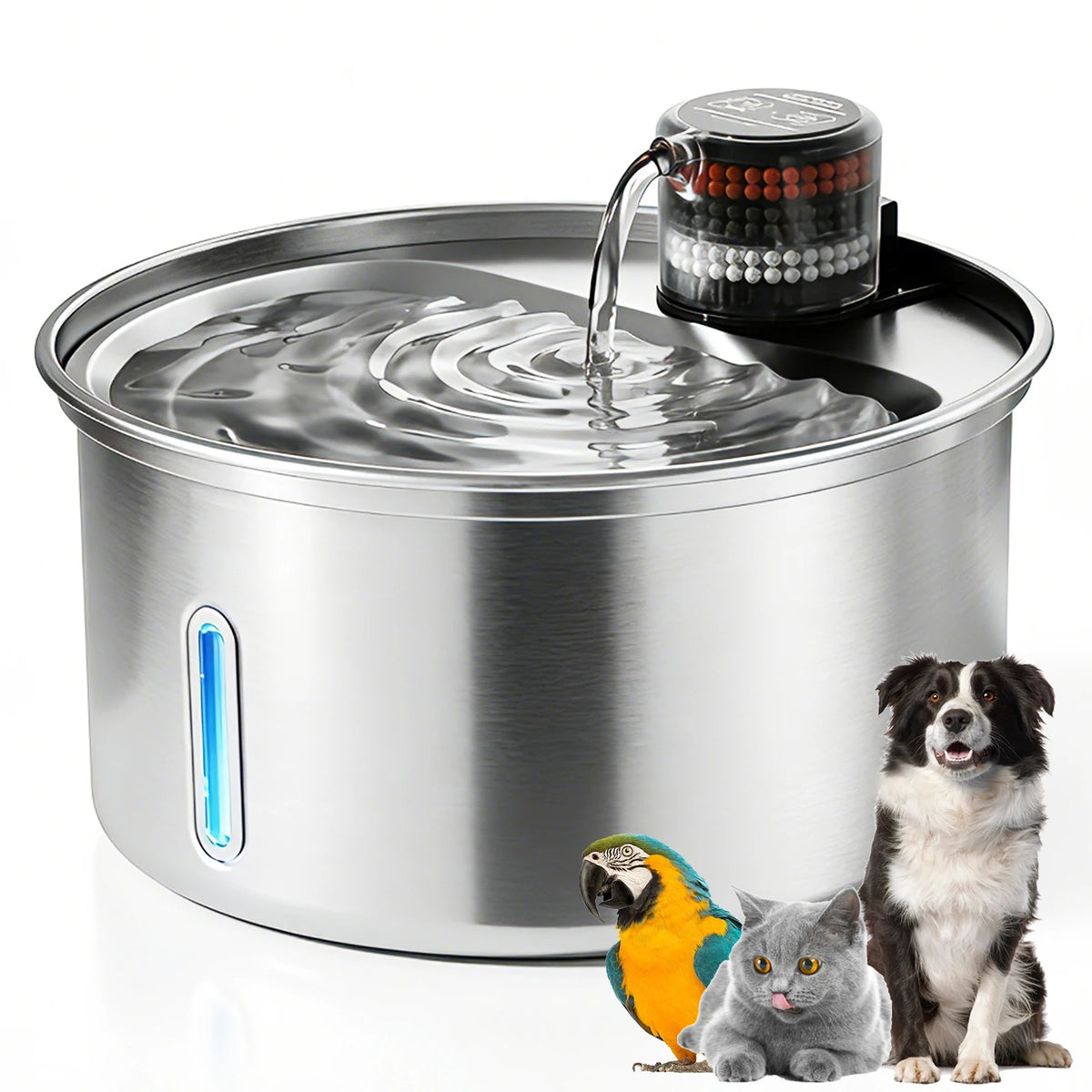 Smart Pet Fountain Pir-sensing Automatic Adjustable Cat Water Drinking Stainless Steel 3.2L Cat Drinking Fountain for Cats Dogs