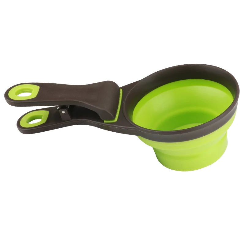 Collapsible Pet Food Scoop with Bag Clip Multi-Function Dog Feeder Bowl Folding Portable Travel Pet Bowl