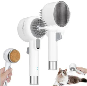2-in-1 Luxury Plastic Rechargeable Deshedding & Mist Massage Brush for Dogs & Cats Bathing Bathroom Use