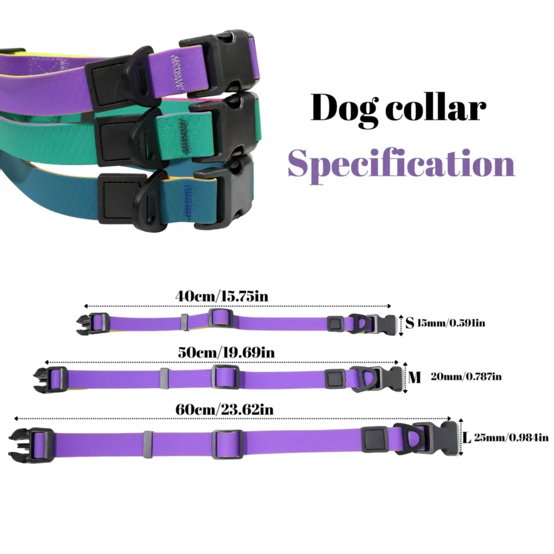 Waterproof PVC Dog Collar and Leash Set,Colorful Honeycomb Pattern Adjustable Collar with Matching Lead for All Breeds