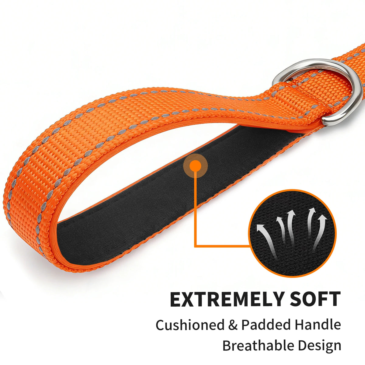 Factory Price Free Shipping Double-Sided Reflective Dog Leash with Padded Handle & Enhanced D-Ring for Poop Bags & Keys