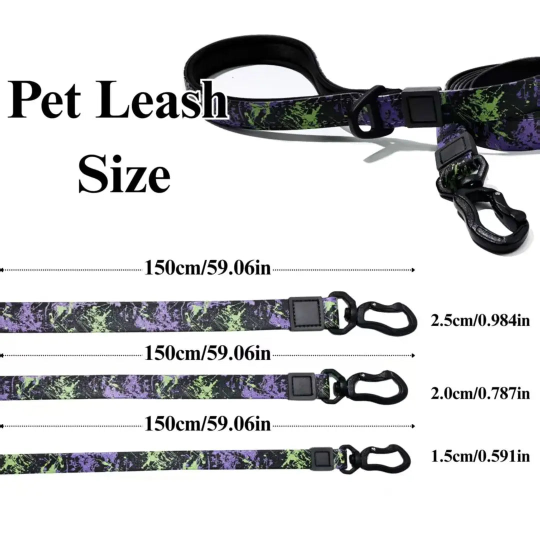 Printed Dog Collar and Leash Set Adjustable 150cm PVC Pet Leash 40-60cm Collar for Small Medium Large Dogs in Stock