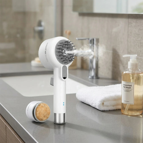 2-in-1 Luxury Plastic Rechargeable Deshedding & Mist Massage Brush for Dogs & Cats Bathing Bathroom Use