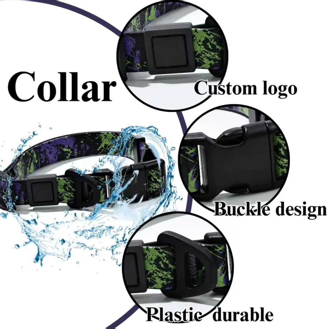 Printed Dog Collar and Leash Set Adjustable 150cm PVC Pet Leash 40-60cm Collar for Small Medium Large Dogs in Stock