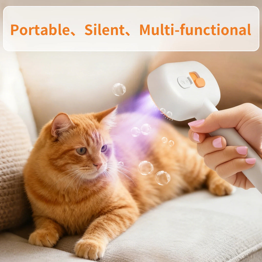 Free Shipping One-Touch Spray Pet Grooming Brush for Cats & Dogs Anti-Floating Hair Deshedding Comb with Steam Function