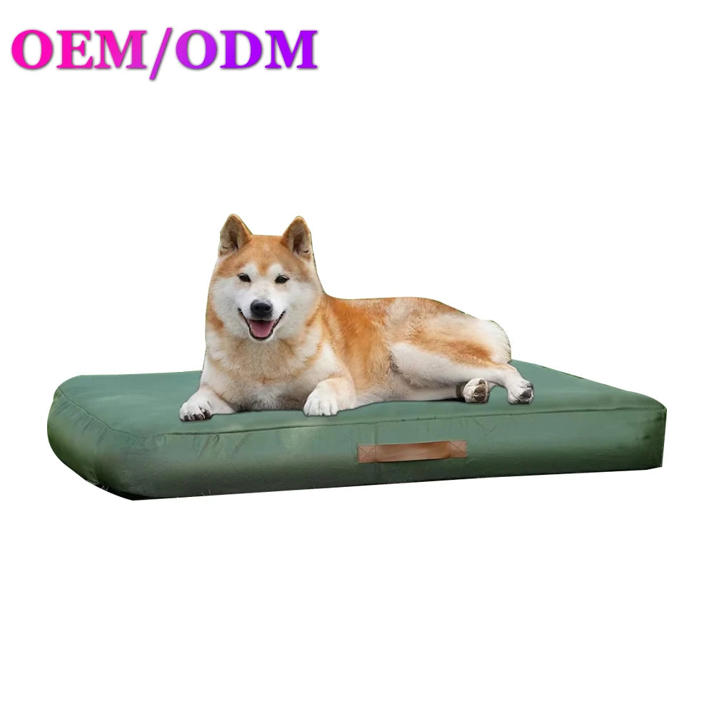 Outdoor Inflatable Dog & Cat Bed for Small Pets Waterproof Solid Summer Anti-Slip Bottom Green 36x27 Inch Removable Cover