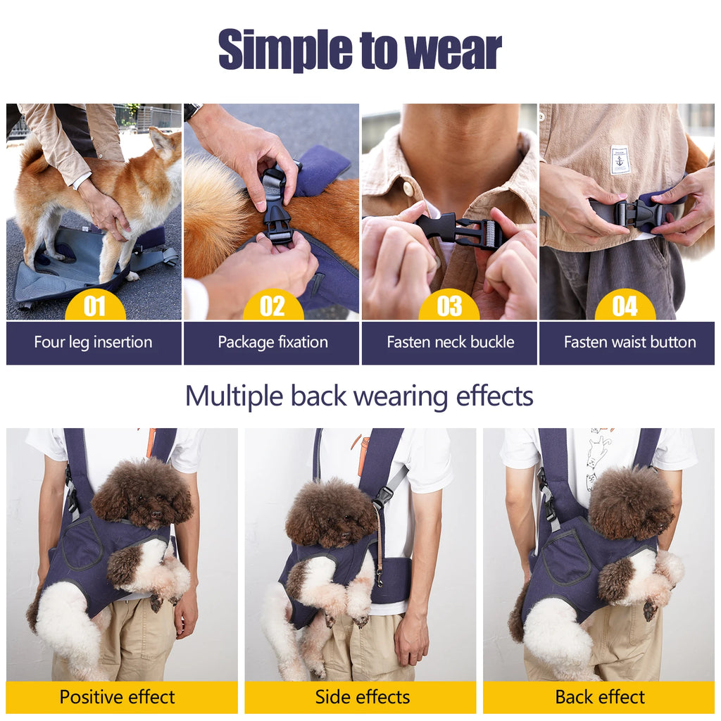 Pet Carrier Backpack, Breathable Dog & Cat Front Carrier for Small Pets, Adjustable Outdoor Travel Bag