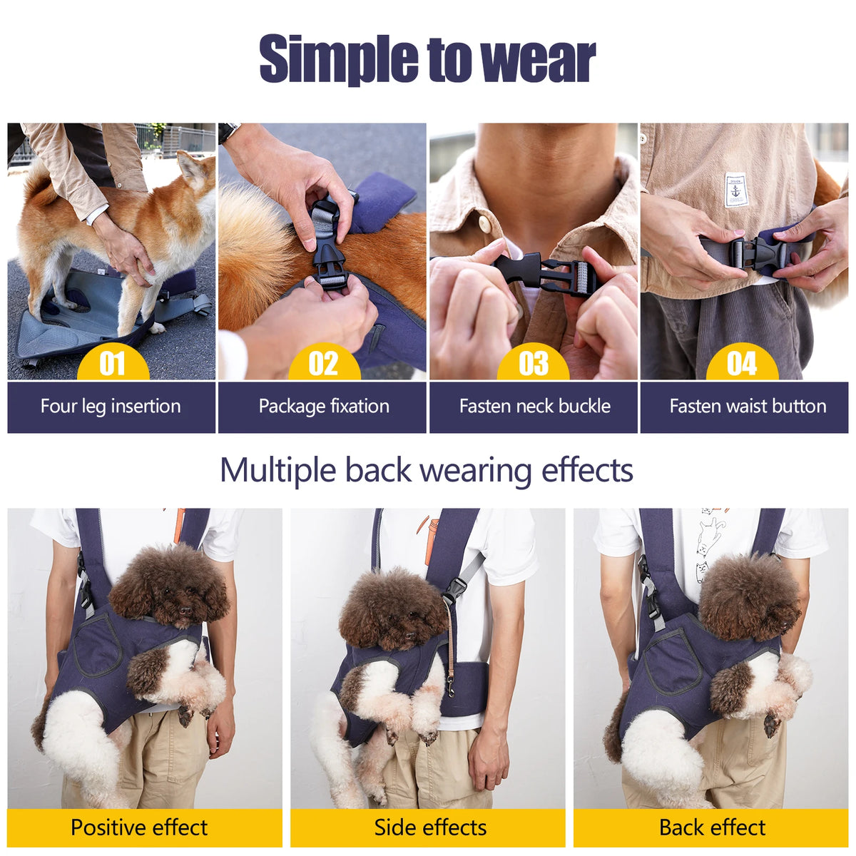 Pet Carrier Backpack, Breathable Dog & Cat Front Carrier for Small Pets, Adjustable Outdoor Travel Bag