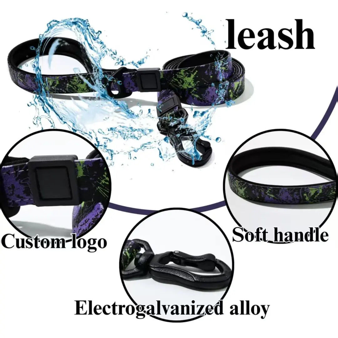 Printed Dog Collar and Leash Set Adjustable 150cm PVC Pet Leash 40-60cm Collar for Small Medium Large Dogs in Stock