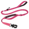 Premium Nylon 2 in 1 Reflective Khaki Tactical Design Car Leash with Explosion Proof Frog Buckle for Medium Large Dogs