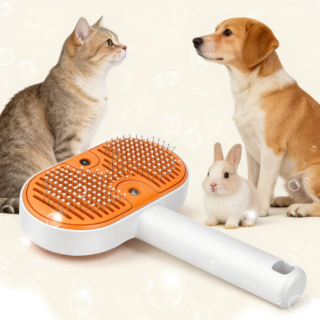 Free Shipping One-Touch Spray Pet Grooming Brush for Cats & Dogs Anti-Floating Hair Deshedding Comb with Steam Function