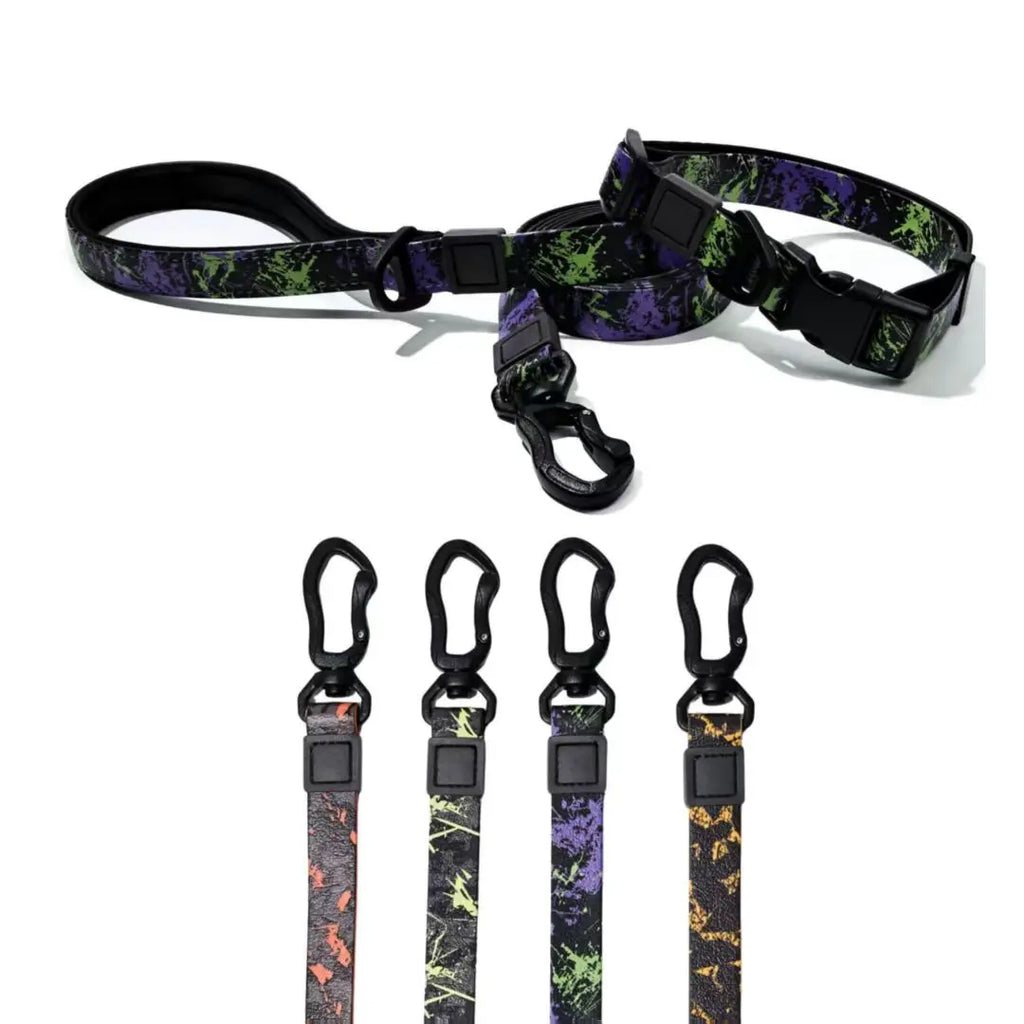 Printed Dog Collar and Leash Set Adjustable 150cm PVC Pet Leash 40-60cm Collar for Small Medium Large Dogs in Stock