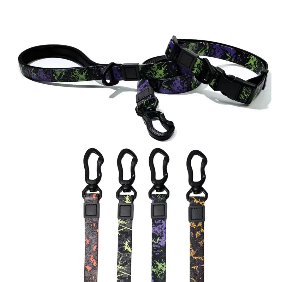 Printed Dog Collar and Leash Set Adjustable 150cm PVC Pet Leash 40-60cm Collar for Small Medium Large Dogs in Stock