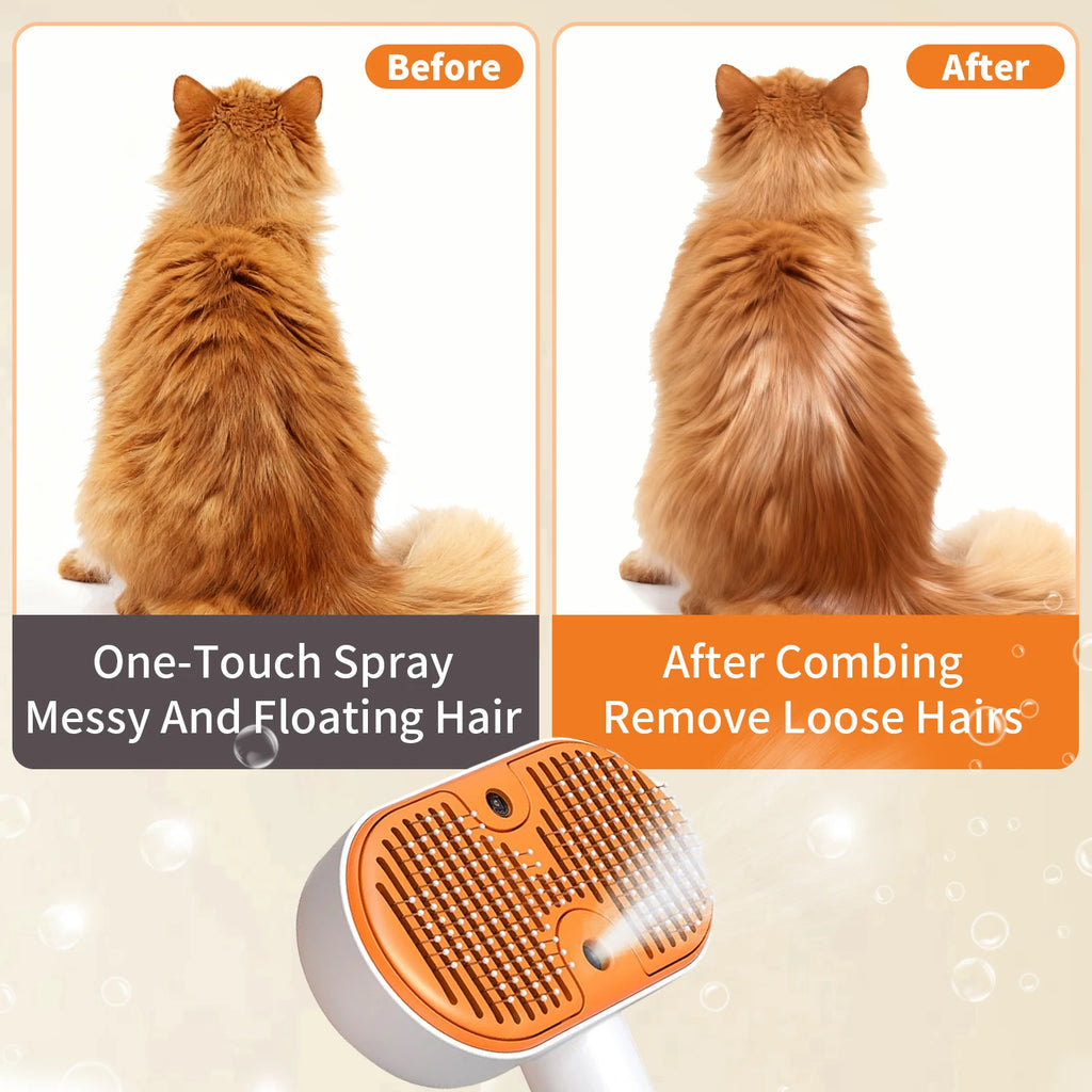 Free Shipping One-Touch Spray Pet Grooming Brush for Cats & Dogs Anti-Floating Hair Deshedding Comb with Steam Function
