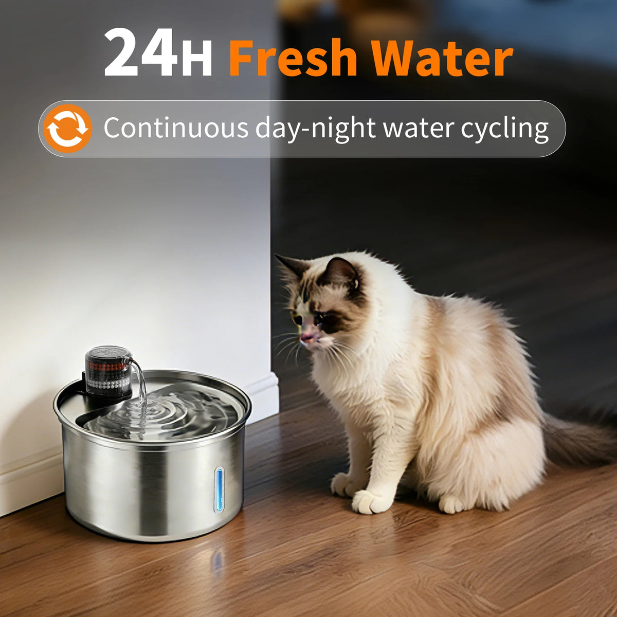 Smart Pet Fountain Pir-sensing Automatic Adjustable Cat Water Drinking Stainless Steel 3.2L Cat Drinking Fountain for Cats Dogs