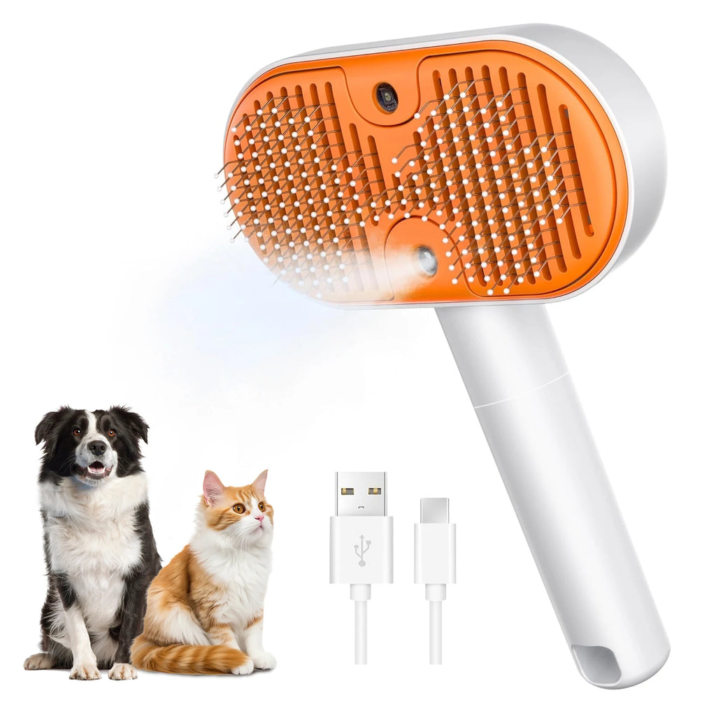 Free Shipping One-Touch Spray Pet Grooming Brush for Cats & Dogs Anti-Floating Hair Deshedding Comb with Steam Function