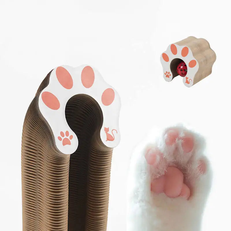 Magic Organ Cat Scratching Toy with Interactive Bell Ball Foldable Corrugated Scratcher Pad for Indoor Cats Scratcher Cat Toy
