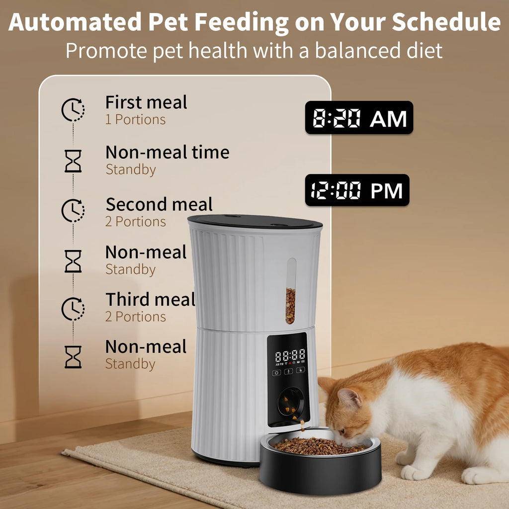 New Timed Automatic Cat Feeders 4L Automatic Cat Food Dispenser 10S Voice Recorder for Cats and Small Medium Dogs