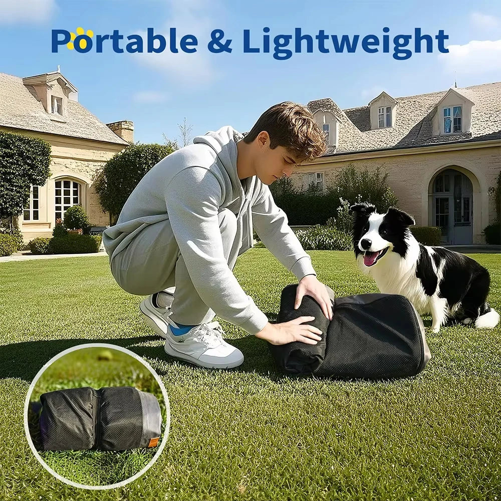 Outdoor Inflatable Dog & Cat Bed for Small Pets Waterproof Solid Summer Anti-Slip Bottom Green 36x27 Inch Removable Cover