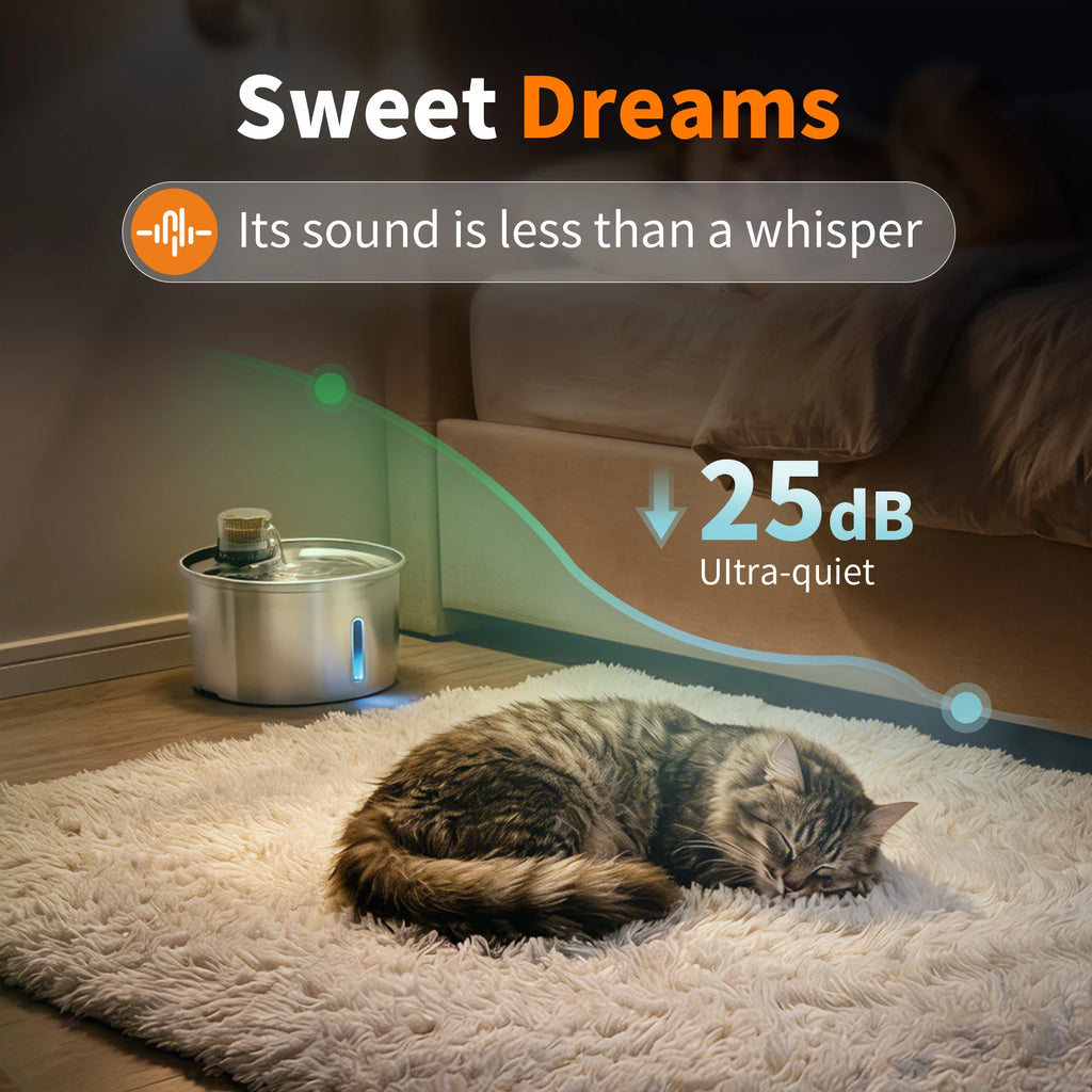 Smart Pet Fountain Pir-sensing Automatic Adjustable Cat Water Drinking Stainless Steel 3.2L Cat Drinking Fountain for Cats Dogs