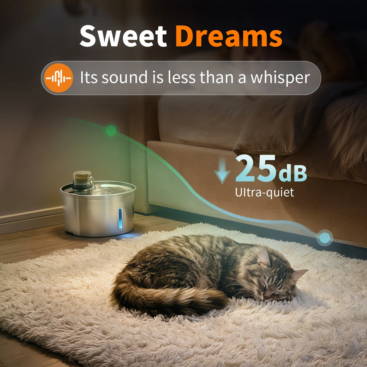Smart Pet Fountain Pir-sensing Automatic Adjustable Cat Water Drinking Stainless Steel 3.2L Cat Drinking Fountain for Cats Dogs