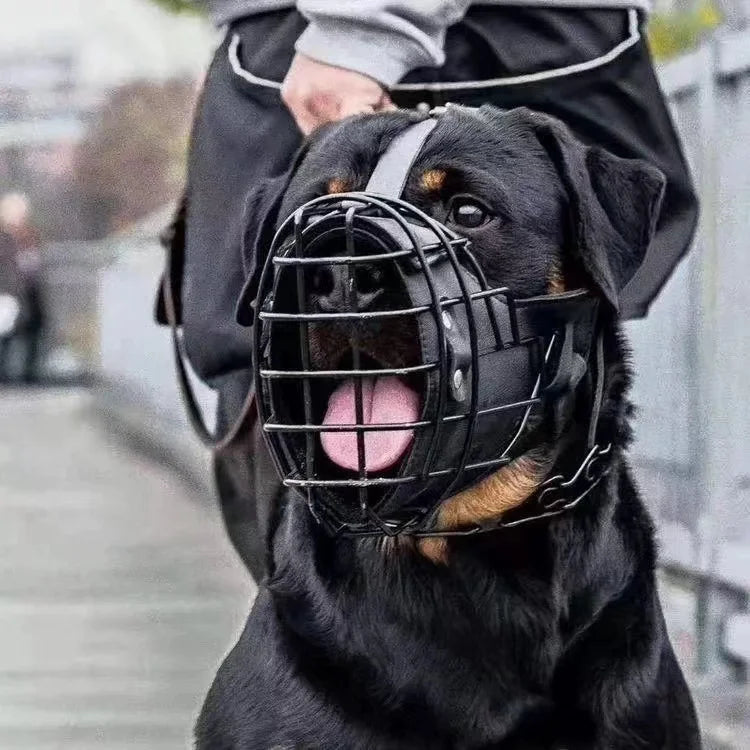 Us in Stock Stainless Steel Wire Dog Muzzle - Breathable Anti-Bite Cage Muzzle for Medium/Large Working Dogs