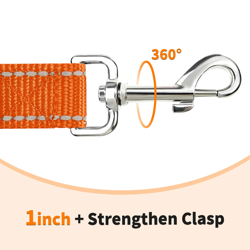 Factory Price Free Shipping Double-Sided Reflective Dog Leash with Padded Handle & Enhanced D-Ring for Poop Bags & Keys