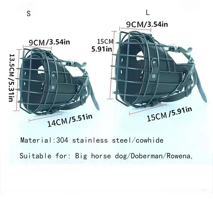 Us in Stock Stainless Steel Wire Dog Muzzle - Breathable Anti-Bite Cage Muzzle for Medium/Large Working Dogs