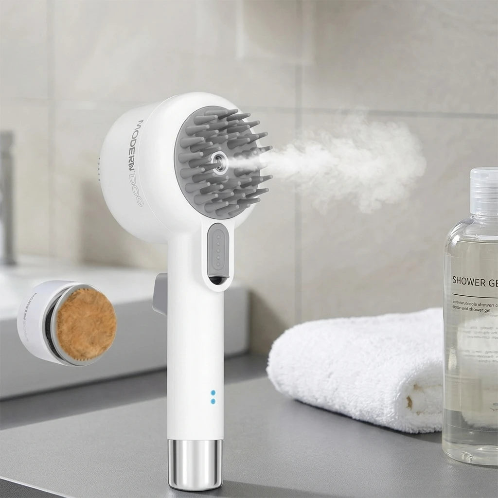 2-in-1 Luxury Plastic Rechargeable Deshedding & Mist Massage Brush for Dogs & Cats Bathing Bathroom Use