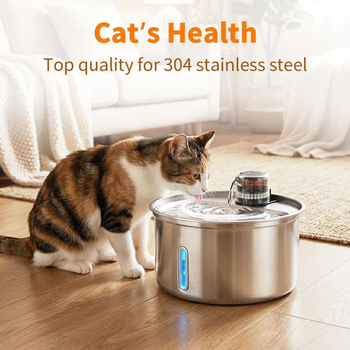 Smart Pet Fountain Pir-sensing Automatic Adjustable Cat Water Drinking Stainless Steel 3.2L Cat Drinking Fountain for Cats Dogs