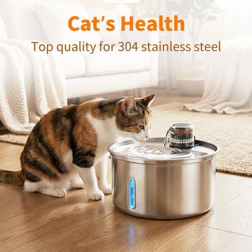 Smart Pet Fountain Pir-sensing Automatic Adjustable Cat Water Drinking Stainless Steel 3.2L Cat Drinking Fountain for Cats Dogs