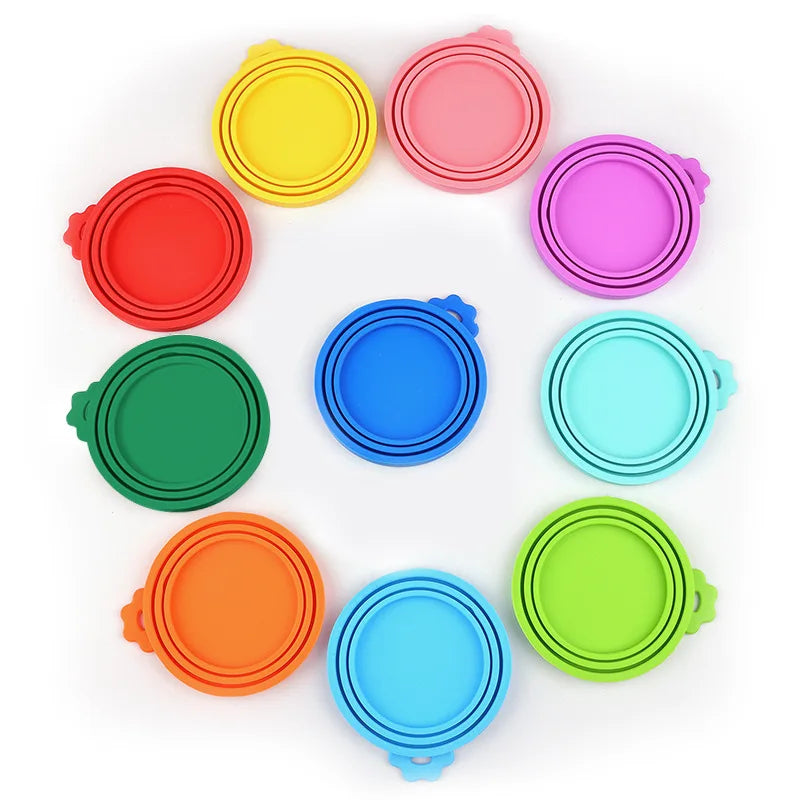 Silicone Pet Food Can Covers Lids for Dog & Cat Travel Bowls BPA Free Dishwasher Safe Food Grade