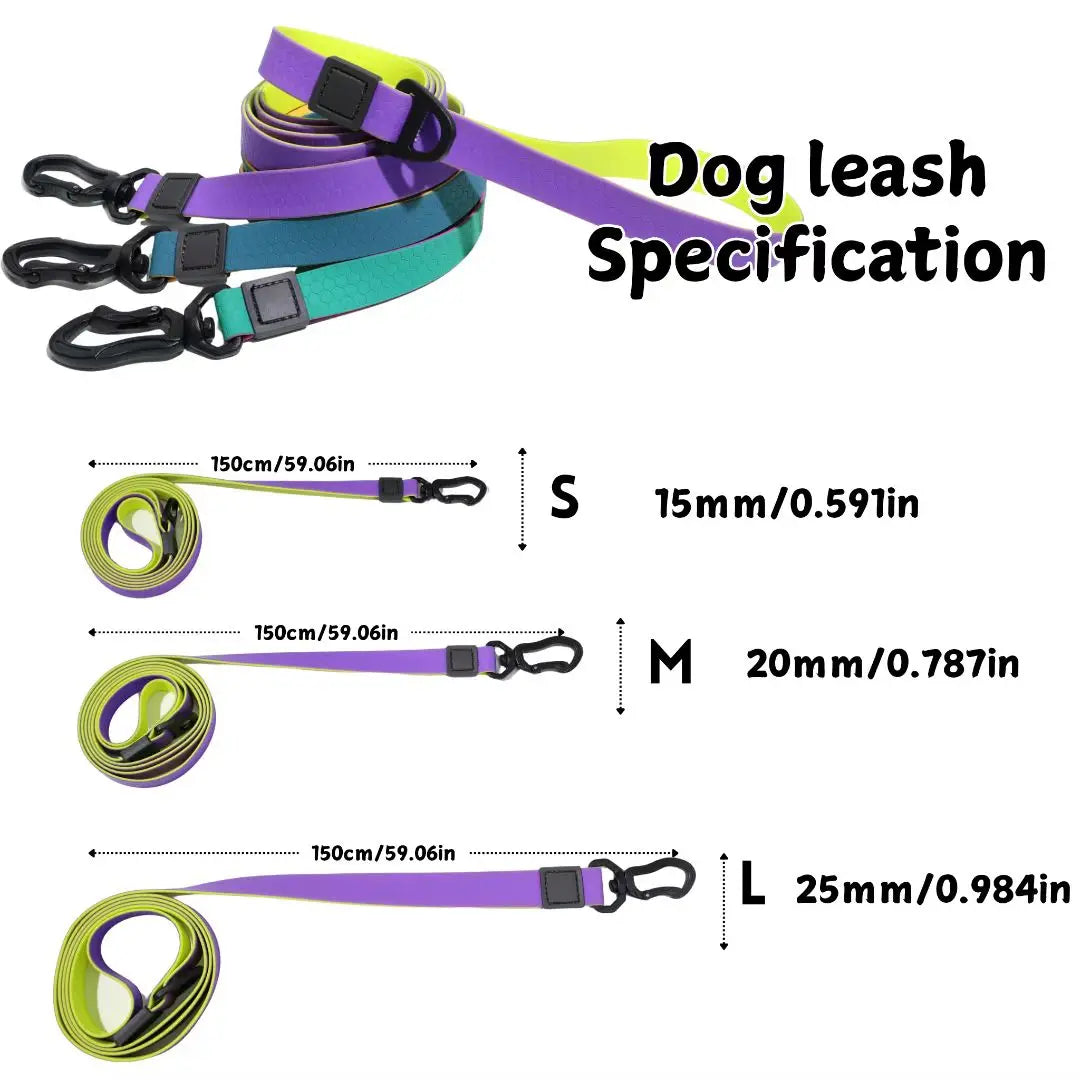 Waterproof PVC Dog Collar and Leash Set,Colorful Honeycomb Pattern Adjustable Collar with Matching Lead for All Breeds