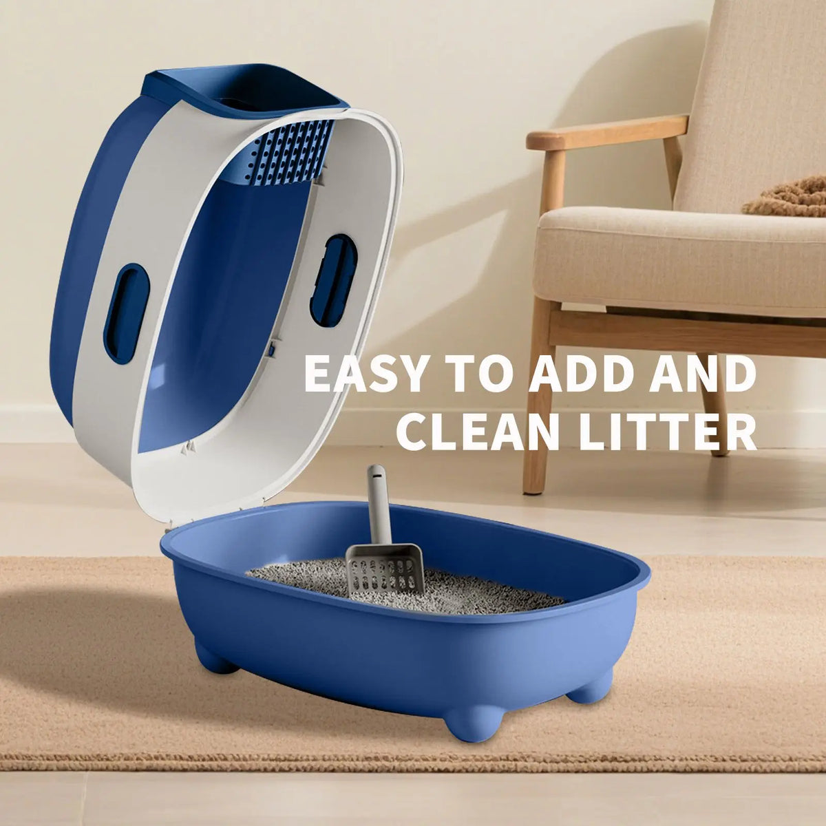 "XL Smart Plastic Cat Litter Box Large Space Practical & Cost Effective"