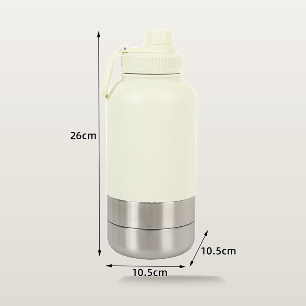 BD Warp™ 3-in-1 Pet Travel Thermal Bottle - Technical Dimensions 26cm Height x 10.5cm Diameter Blueprint