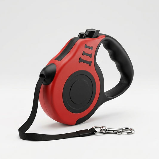 BD Warp™ 16.5ft Retractable Dog Walking Leash (Crimson Red) - Ergonomic Non-Slip Grip & 360° Swivel Clasp