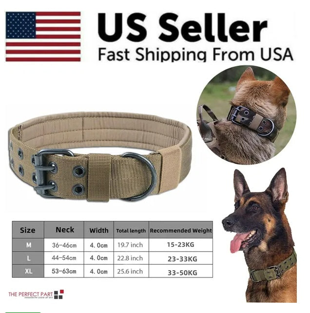 BD Warp™ Heavy-Duty K9 Tactical Military Dog Collar with Metal Buckle