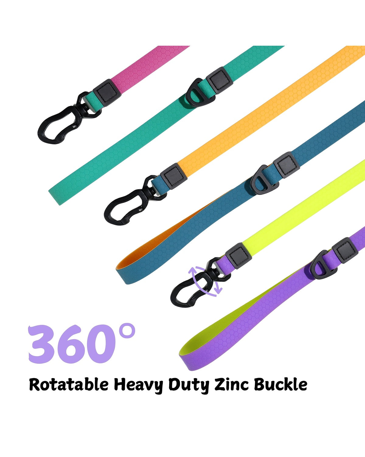BD Warp™ Honeycomb Collar & Leash - 360° Rotatable Heavy Duty Zinc Alloy Swivel Buckle