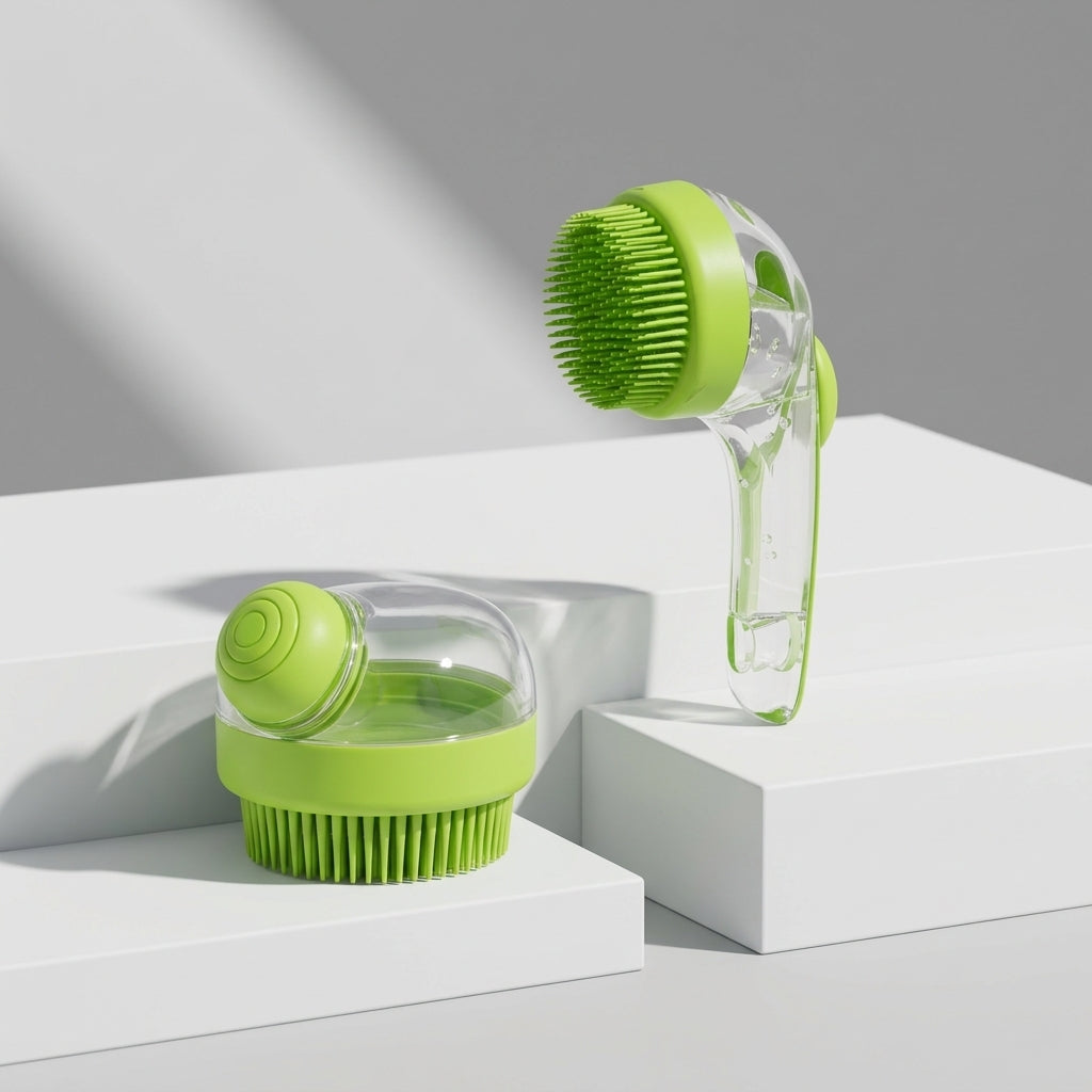 BD Warp™ 2-in-1 Silicone Bath & Massage Brush Set - Cool Gray Architectural Plinth Hero Shot